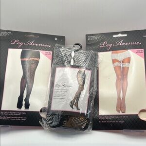 Sexy Leg Avenue bundle Fishnet Pantyhose with Butterfly Keyhole Accents 3 pair